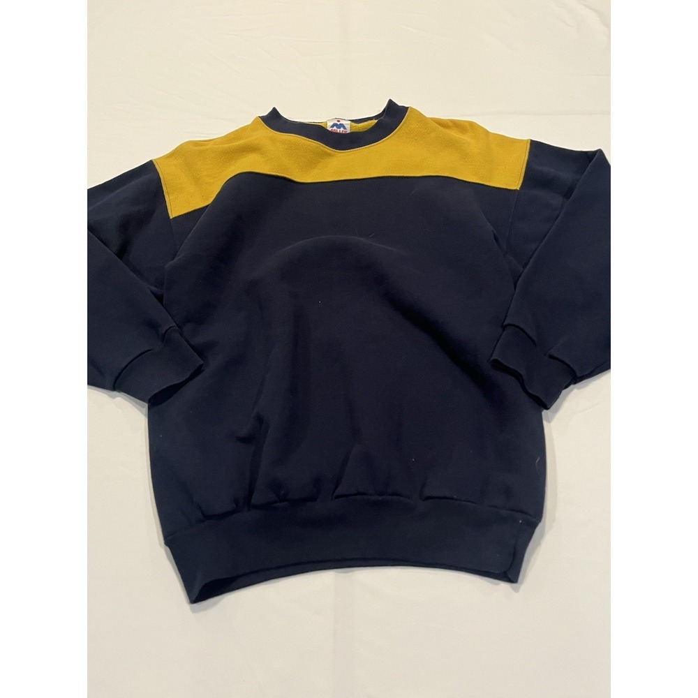 Men's Vintage Miller Color Block Pullover Crewneck Sweater Longsleeve L